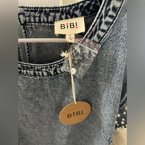 Bibi Denim Dress with Pearl trim sleeves XL - Picture 2 of 3